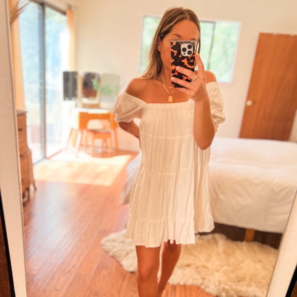 White Linen Prairie Dress - Picture 1 of 4